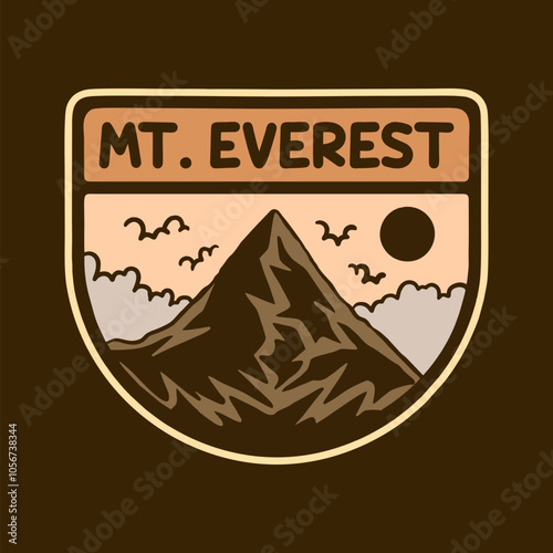 MT. EVEREST NATIONAL PARK BADGE LOGO DESIGN VECTOR ILLUSTRATION
