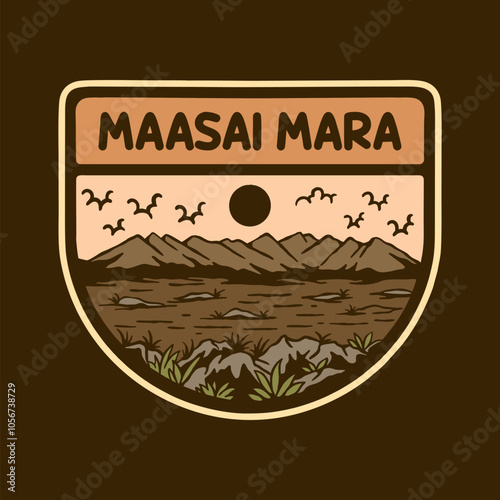 MAASAI MARA NATIONAL PARK BADGE LOGO DESIGN VECTOR ILLUSTRATION photo