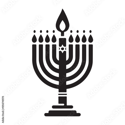 Hanukkah candle silhouette vector. Hanukkah candle icon. Hanukkah menorah logo symbol design on a white background