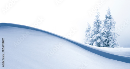 Schöne Schneewehe mit Verschneiten Tannen