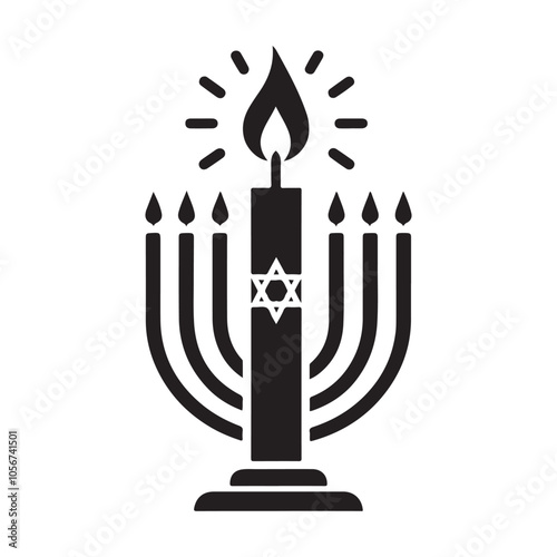 Hanukkah candle silhouette vector. Hanukkah candle icon. Hanukkah menorah logo symbol design on a white background