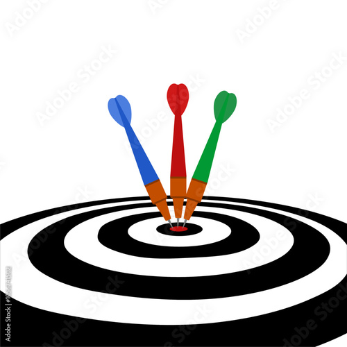 vector illustration target, challenge, objective icon. competitive advantage symbol. successful shot in the darts target. isolated on white background. 