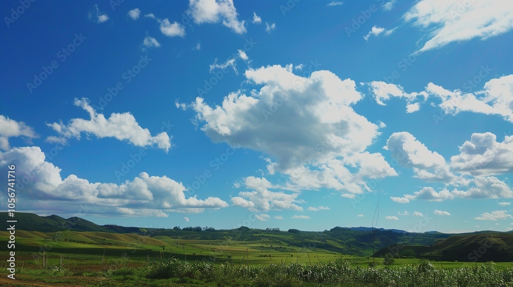 The allure of a landscape filled with the beauty of blue sky, fluffy white clouds, majestic high mountains, and vibrant green plants. Generative AI The allure of a landscape filled with the beauty of blue sky, fluffy white clouds, majestic high mountains, and vibrant green plants. Generative AI