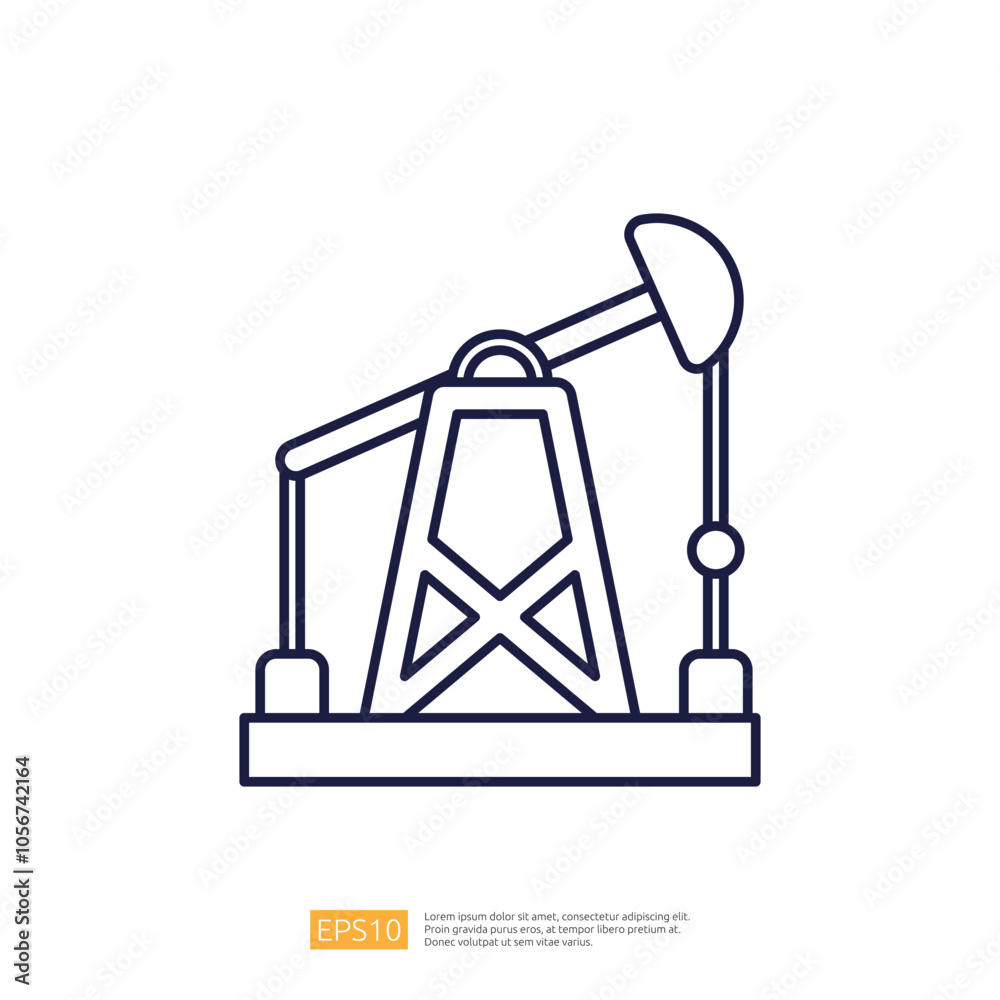 A simple line drawing of an oil drilling rig, symbolizing the oil extraction industry and its significance in energy production.