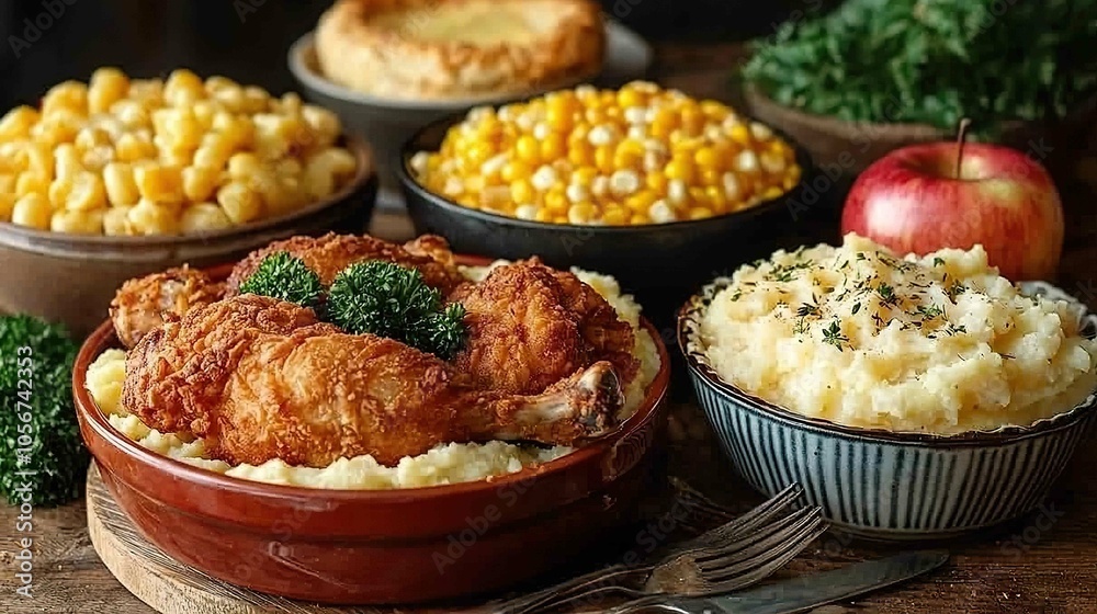 Classic American comfort food spread