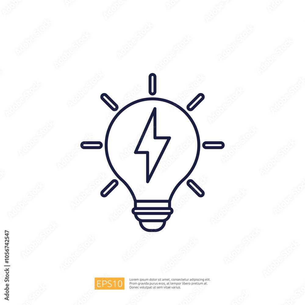 A simple line drawing of a light bulb with a lightning bolt inside, symbolizing ideas, innovation, or energy. A simple line drawing of a light bulb with a lightning bolt inside, symbolizing ideas, innovation, or energy.