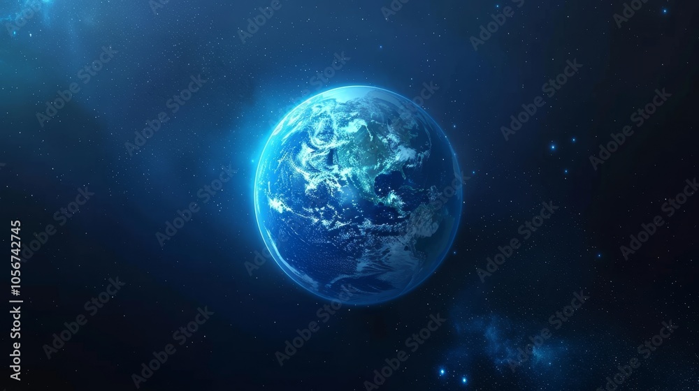 Fototapeta premium Conceptual digital globe illustrating global connectivity, data transfer, and cyber technology
