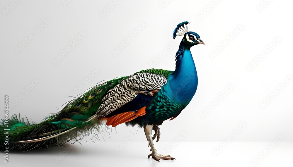 Fototapeta premium Peacock on a white background