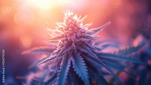 Artful image of a cannabis bud with vivid colors and fine details