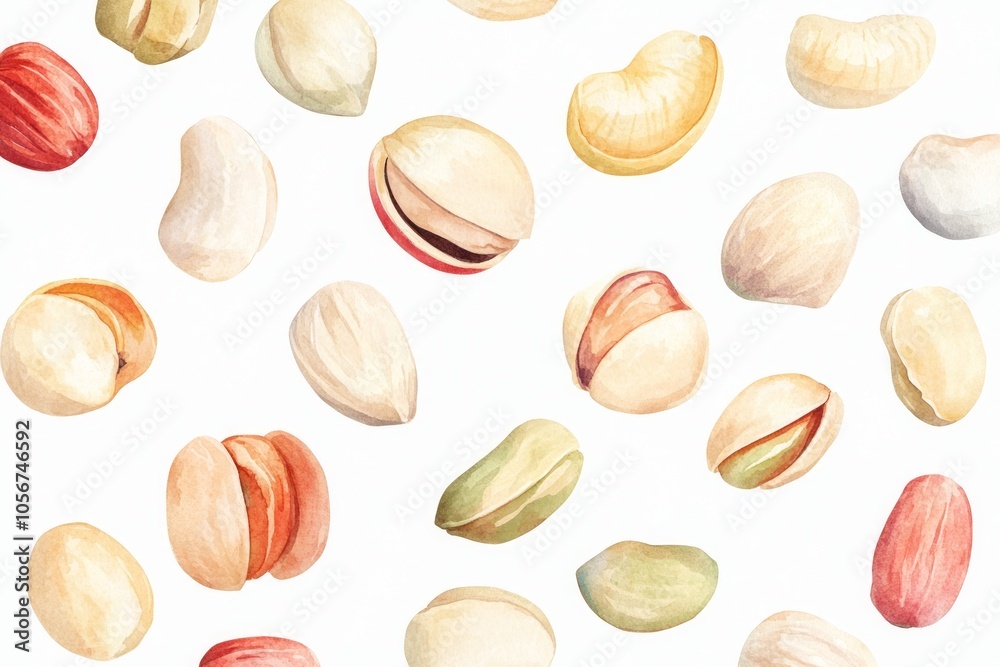 Watercolor Nuts Pattern Watercolor Nuts Pattern