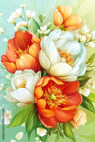 A greeting picture, bright, with flowers