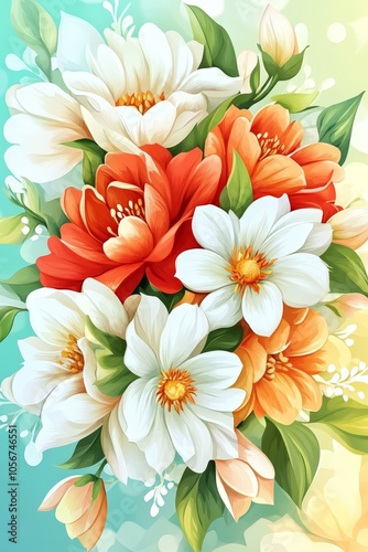 A greeting picture, bright, with flowers