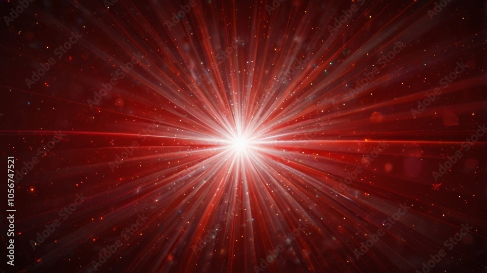 Fototapeta premium Dynamic Red Light Explosion with Sparkling Particles and Radiant Energy Effects