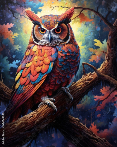 A multicolor owl that creates a stunning Nature Canvas as a gift photo