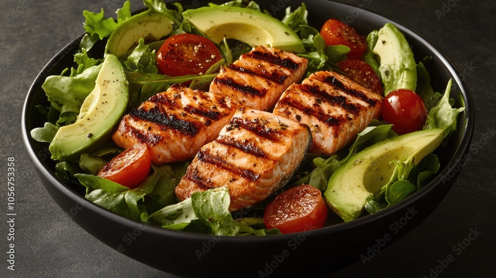 Grilled Salmon Salad with Fresh Ingredients Grilled Salmon Salad with Fresh Ingredients