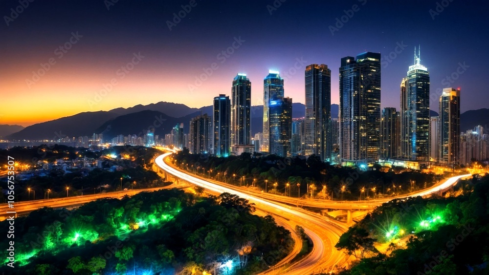 Fototapeta premium Captivating Double Exposure Photography Combining Nature and Urban Landscapes for Stunning Visual Effects and Artistic Expression in Modern Imagery