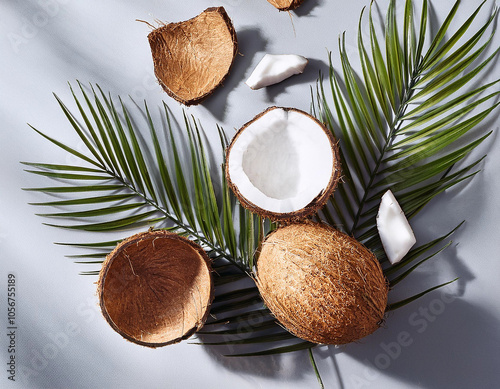 Sunlit Coconut A Tropical Puzzle of Whole and Broken Pieces