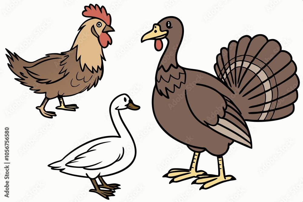 Fototapeta premium Bird Family Animal Set