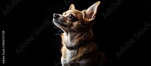 Studio Shot Of An Adorable Chihuahua Sitting On Black Background