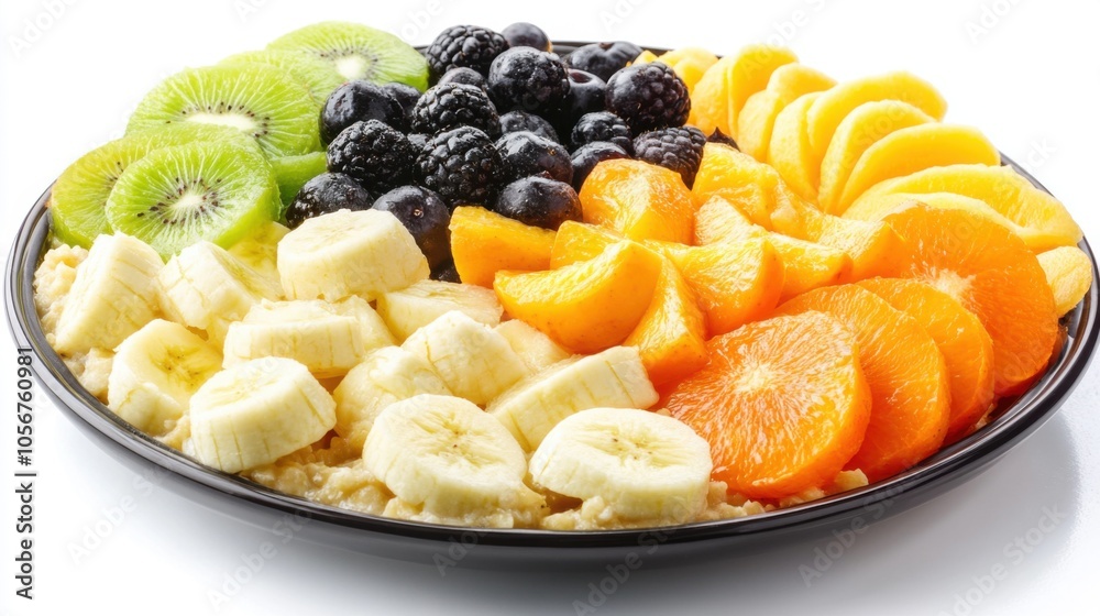 Delicious Vegan Oatmeal Breakfast Bowl with Fresh Fruits and Nuts Healthy, Easy Nutritious Morning Meal Idea for Clean Eating