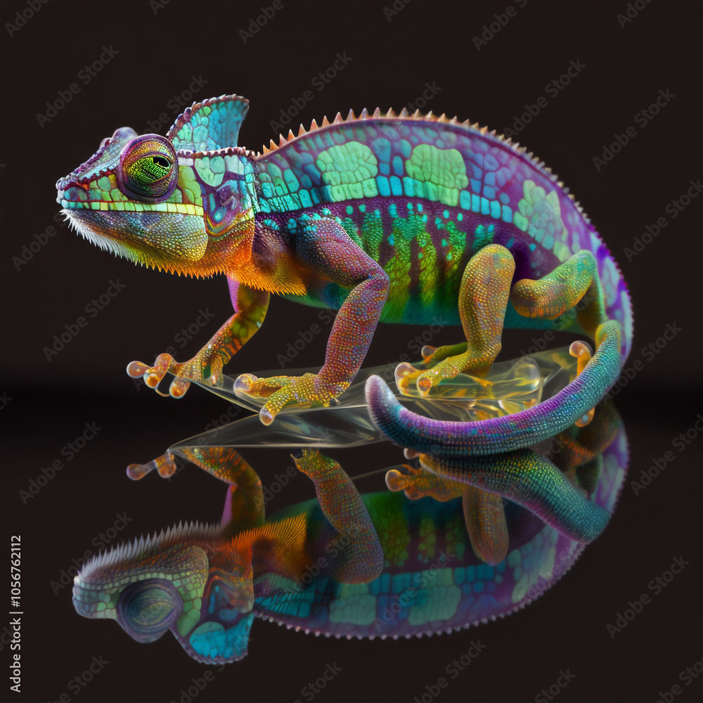 Fototapeta premium Gift a friend a multicolor chameleon spectral with a delightful Abstract Art
