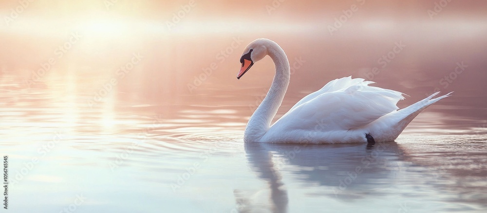 Fototapeta premium White Swan On A Water