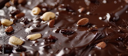 Chocolate With Nuts And Raisins Closeup