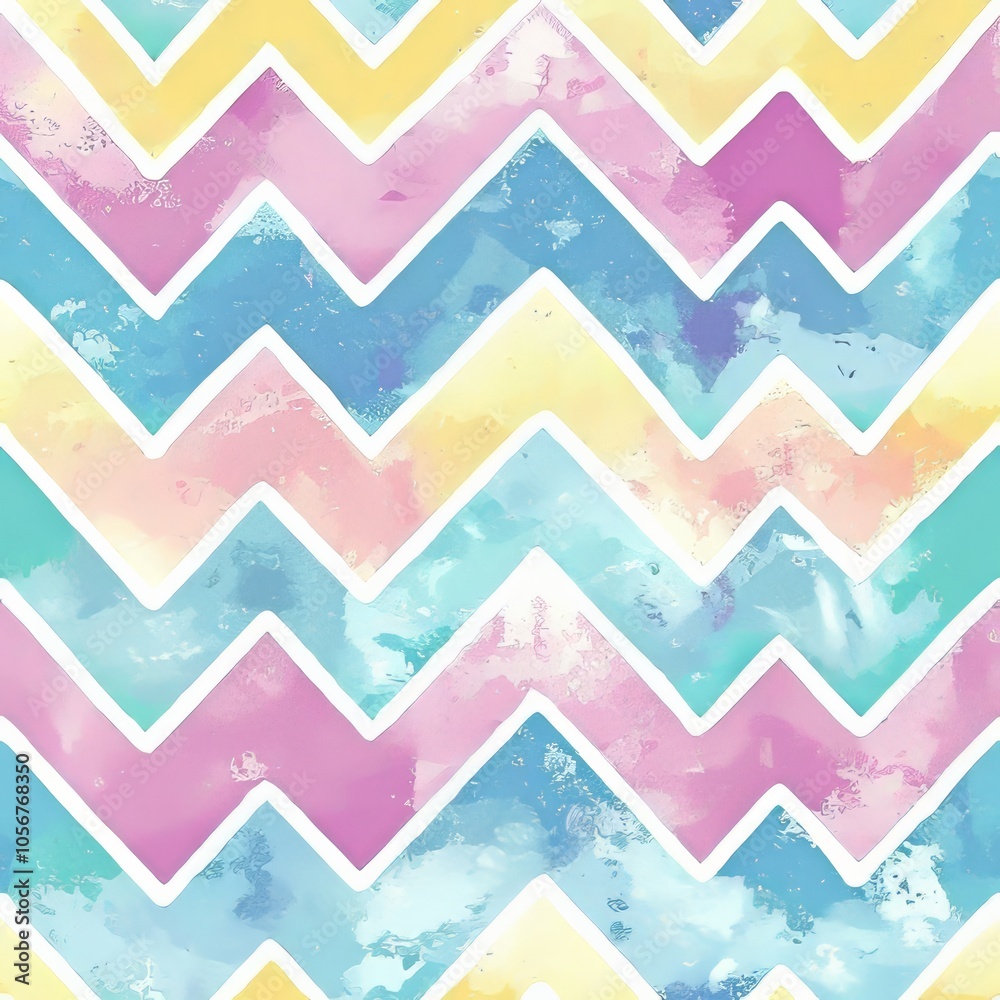 seamless pattern of hand-painted zigzag stripes with a watercolor texture seamless pattern of hand-painted zigzag stripes with a watercolor texture