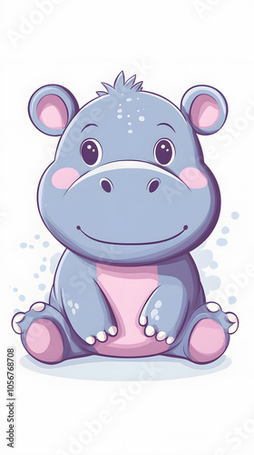 Cute cartoon hippo photo