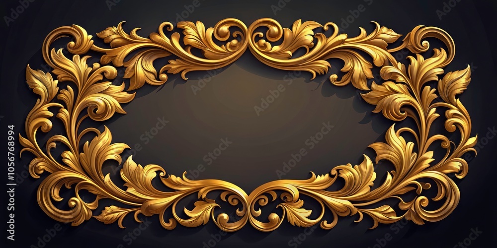 Elegant Golden Floral Frame with Ornamental Flourishes on Dark Background for Stunning Portrait Photography and Design Inspiration Elegant Golden Floral Frame with Ornamental Flourishes on Dark Background for Stunning Portrait Photography and Design Inspiration