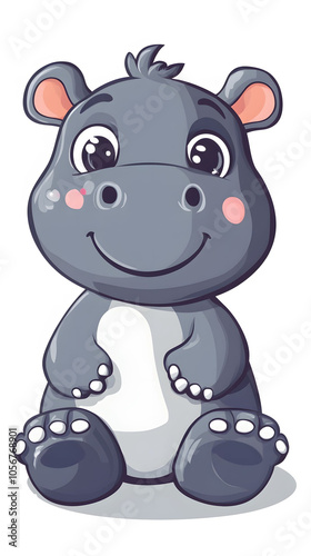 Happy hippo character