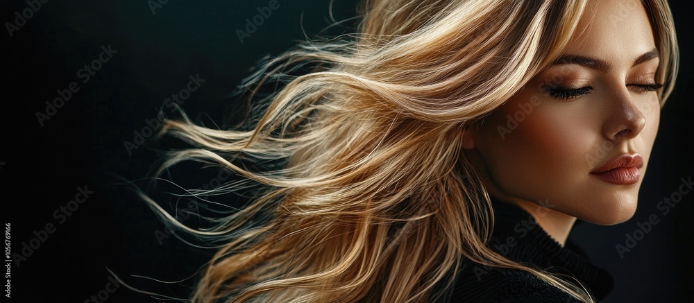 Obraz premium Amazing Woman Portrait Beautiful Girl With Long Wavy Hair Blonde Model With Hairstyle