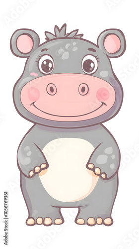 Happy hippo character