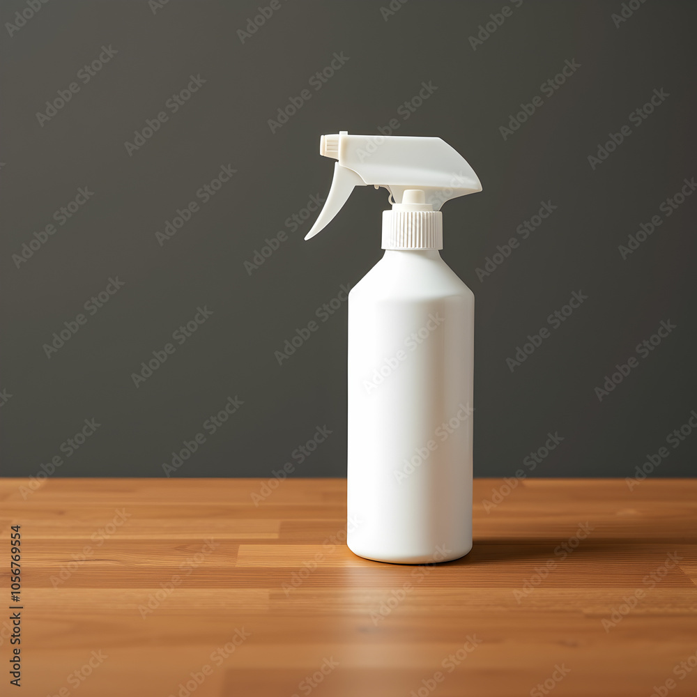 A front view white spray bottle isolated on the brown desk