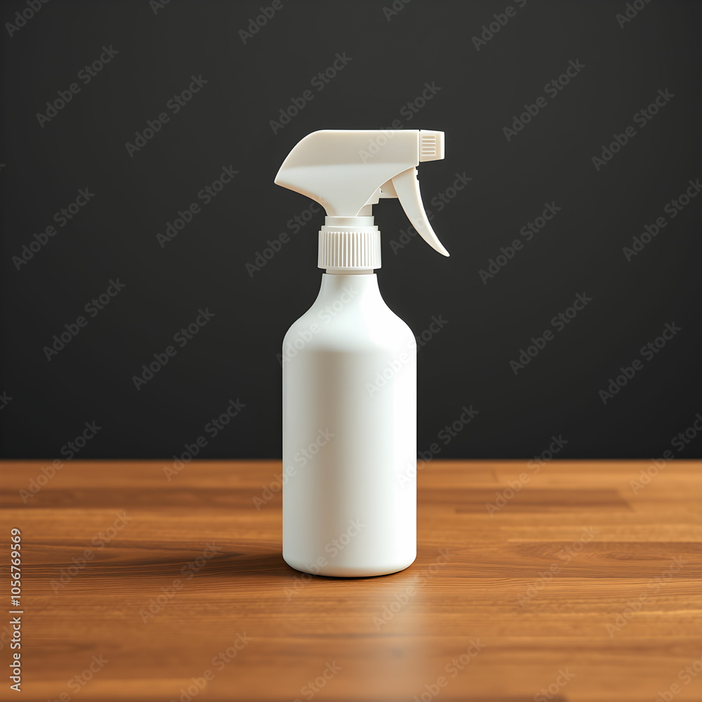 A front view white spray bottle isolated on the brown desk A front view white spray bottle isolated on the brown desk