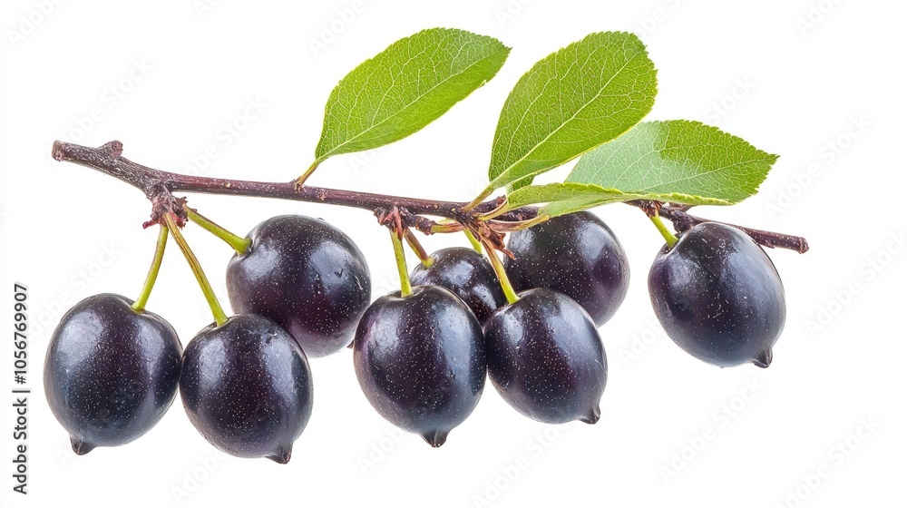 Java Plum Or Indian Blackberry Isolated Image With White Background Java Plum Or Indian Blackberry Isolated Image With White Background