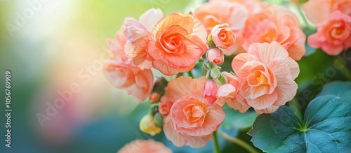 Beautiful Begonia Flowers On A Sunny Day