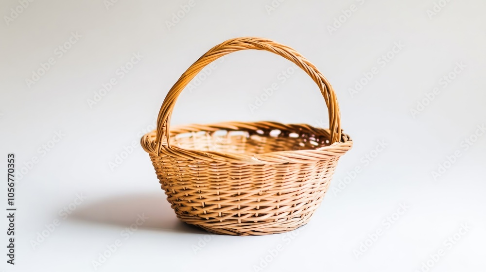 Woven wicker basket on a white background Woven wicker basket on a white background