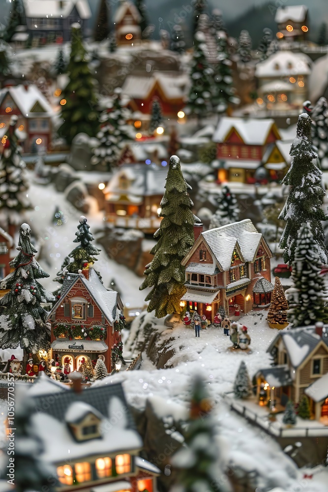Aerial shot of a Christmas village display. Aerial shot of a Christmas village display.