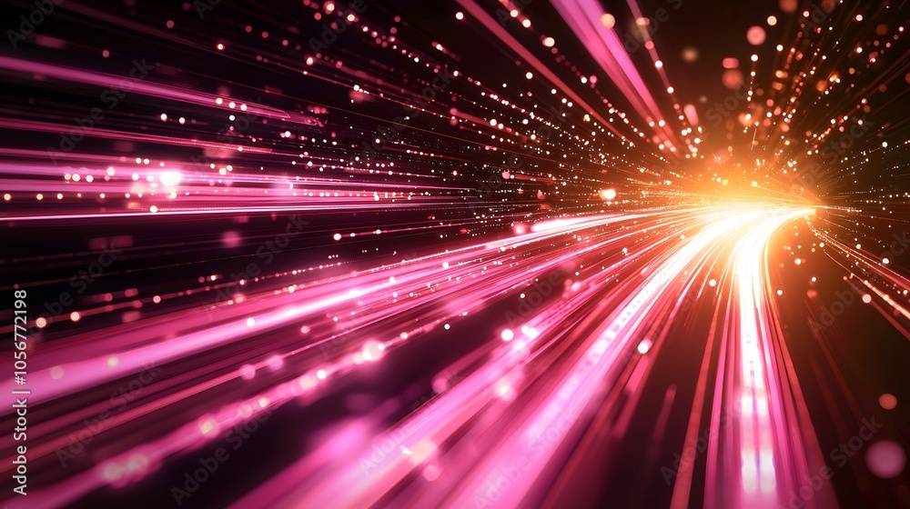 Fototapeta premium Abstract Light Tunnel with Pink and Orange Lights. Illustration background for presentation 