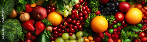 Vibrant display of fresh fruits and vegetables a colorful array of nature's bounty highlighting the richness of healthy eating and natural produce