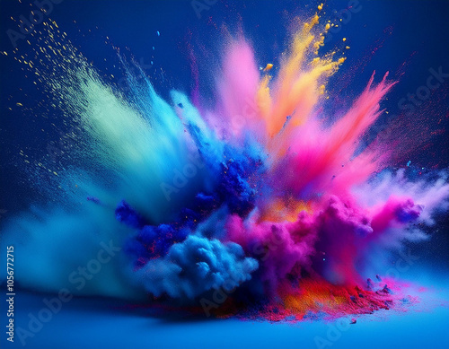 Vibrant Explo(a)ration Colorful Powder Dancing in Motion