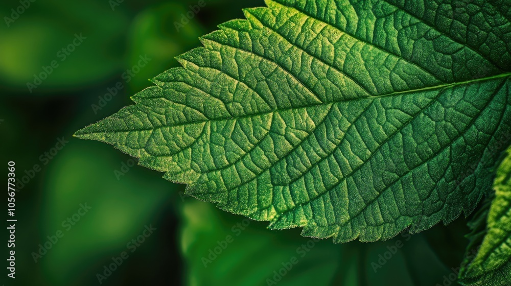 Close up image of a vibrant fresh green leaf Close up image of a vibrant fresh green leaf
