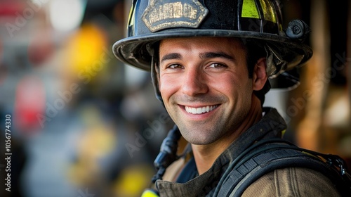 Smiling firefighter posing for the camera during training at a firefighting facility