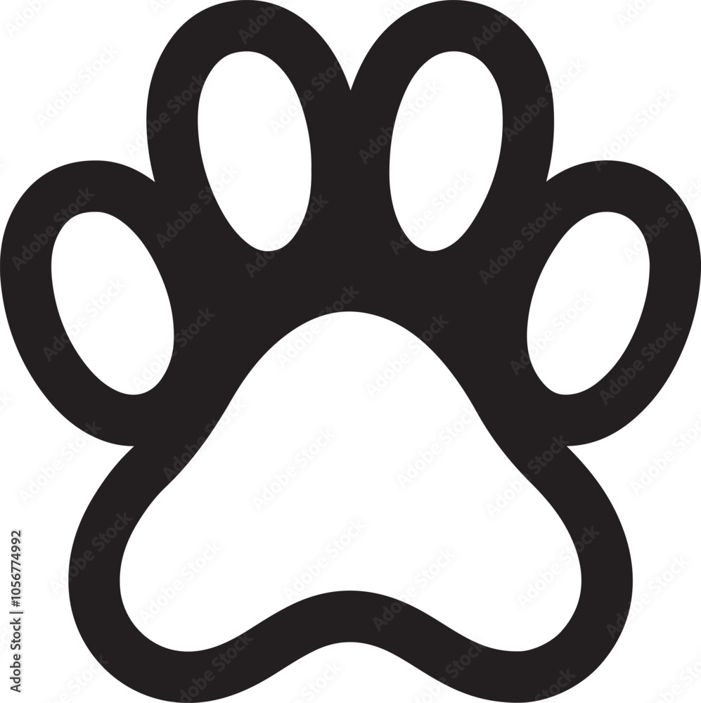 Simple dog paw print flat icon design for animal apps and online platforms