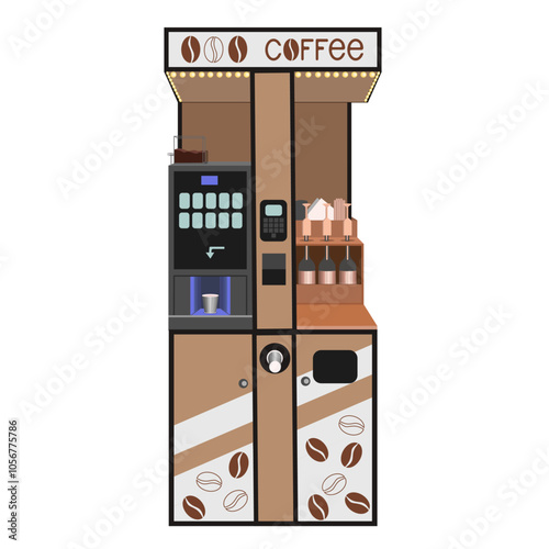 Coffee machine for shopping malls,gas stations,shops,coffee shops,isolated on a white background.