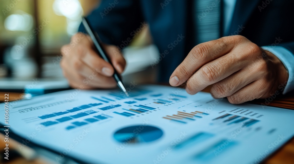 A Close-Up of a Hand Pointing at a Business Graph A Close-Up of a Hand Pointing at a Business Graph