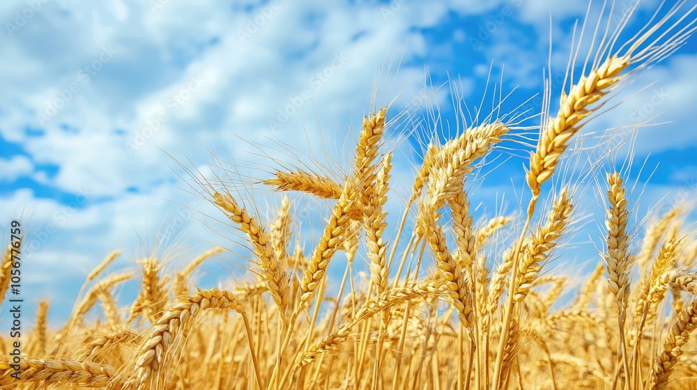 Gold Wheat Field And Blue Sky Gold Wheat Field And Blue Sky