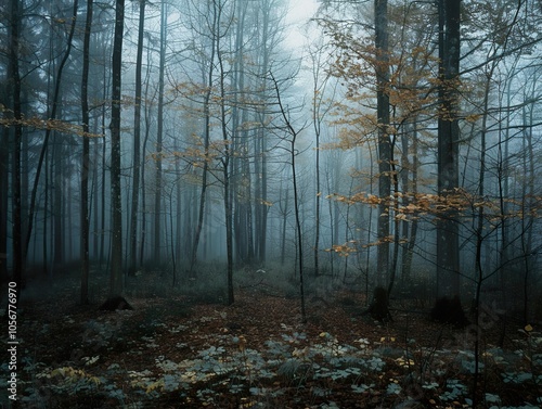 Enchanted Forest: A Mystical Landscape in Fog