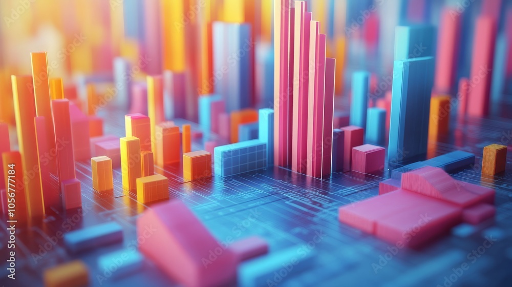 Colorful Geometric Shapes Representing a Futuristic Cityscape Colorful Geometric Shapes Representing a Futuristic Cityscape